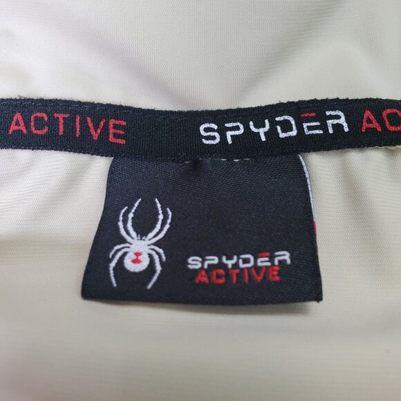 Spyder Windbreaker Jacket Mens Medium Beige Hoodie Full Zip Golf Hiking Outdoor - Picture 9 of 14